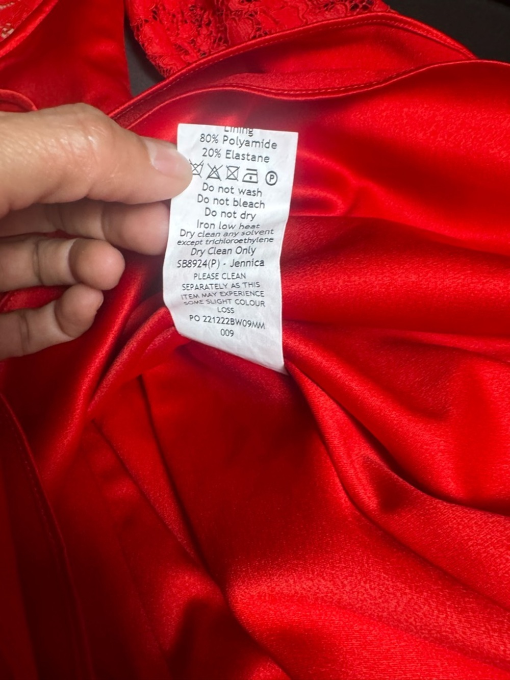 House of CB Jennica Red Rose Satin Lace Mini Dress S Luxury - Picture 5 of 8